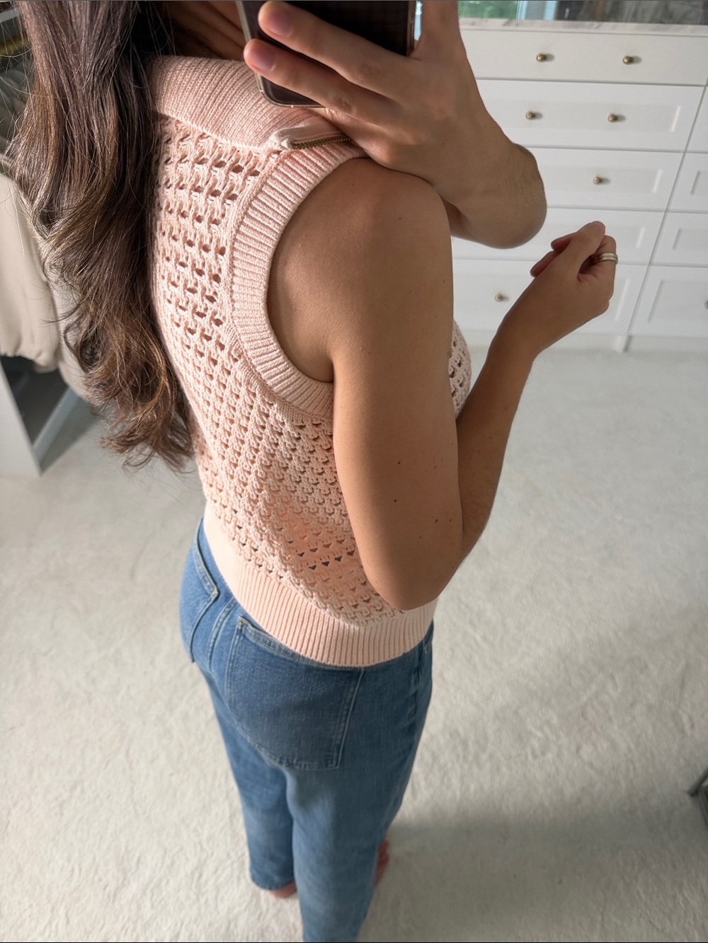 Varley Sleeveless Knit Zip Polo Tank - Blush Pink - Picture 5 of 5